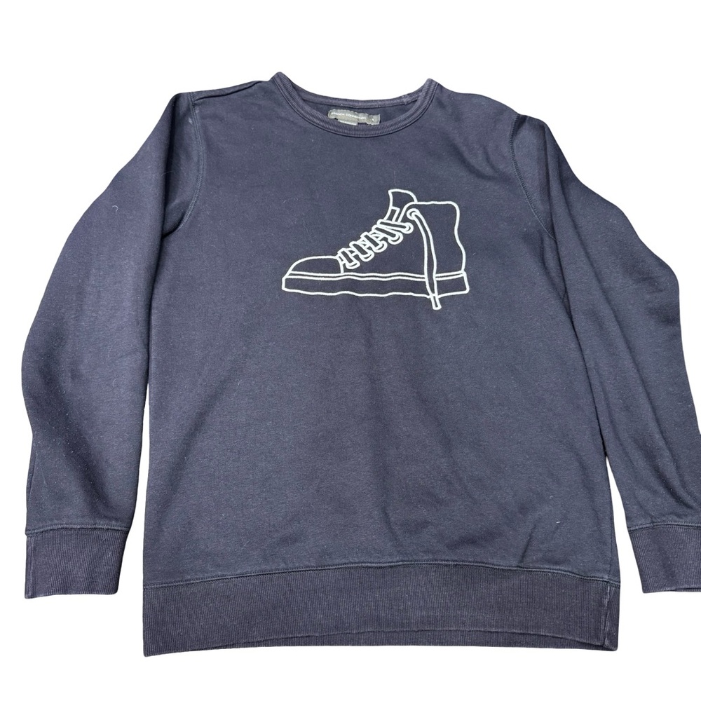French Connection Kids Black Sweatshirt Small Sneaker Graphic Crewneck Cozy!!